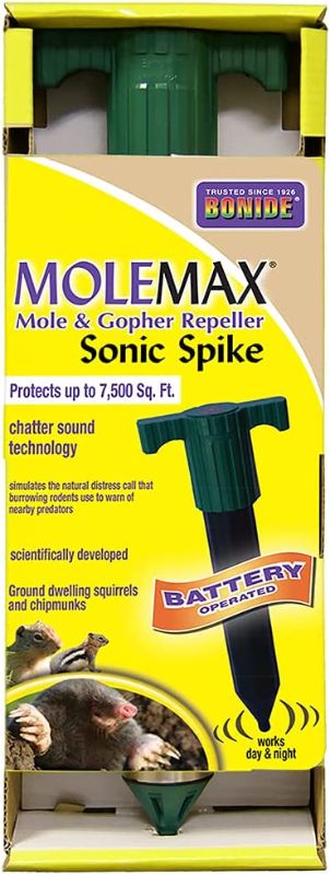 Photo 1 of Bonide Molemax Animal Repellent Stake For Gophers and Moles, Battery Operated, Humane Repellent
