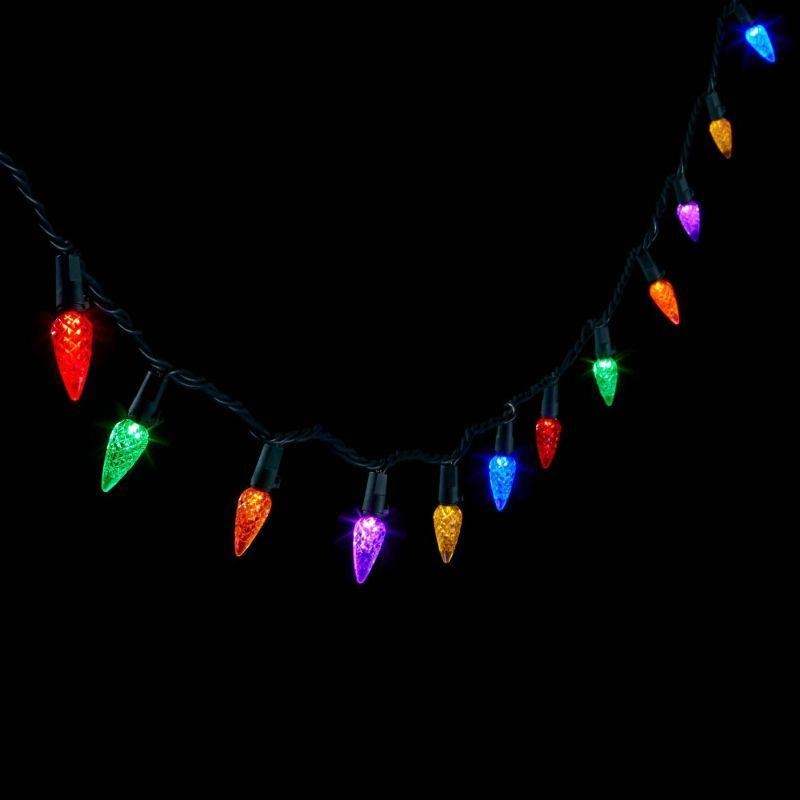 Photo 1 of 2 Pack 200ct LED C6 Faceted Christmas String Lights Multicolor with Green Wire - Wondershop