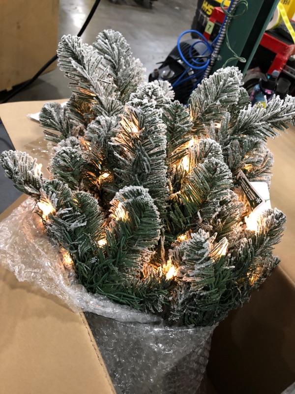 Photo 3 of 6ft Pre-lit Artificial Christmas Tree Flocked Alberta Spruce Clear Lights - Wondershop™

