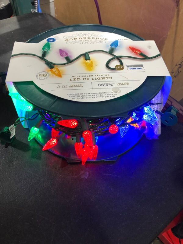 Photo 1 of 2 Pack 200ct LED C6 Faceted Christmas String Lights Multicolor with Green Wire - Wondershop