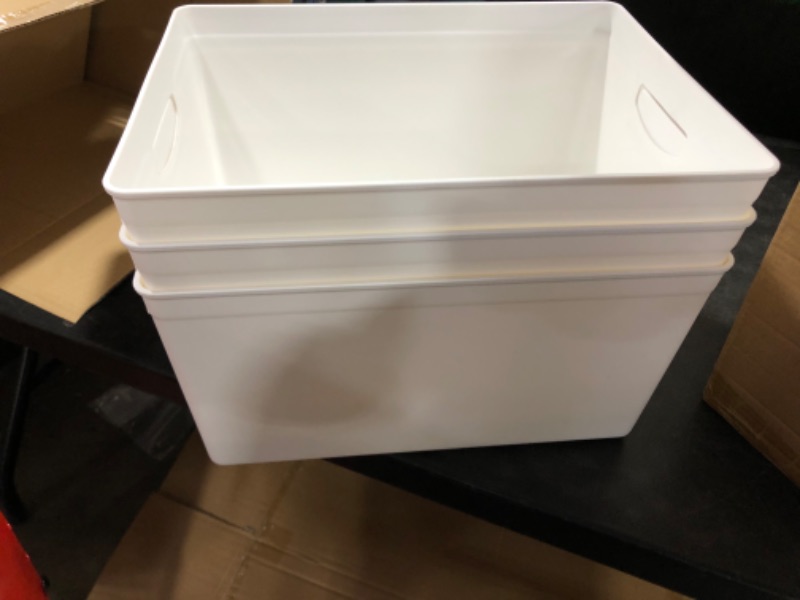 Photo 3 of 3ct Large Plastic Rectangle Storage Bin White - Bullseye's Playground™

