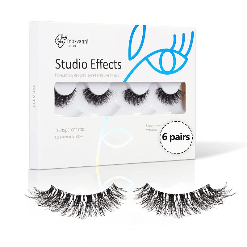 Photo 1 of False Lashes Natural Look Fake Eyelashes 6 Pairs Fluffy Wispy False Eyelashes Mosvanni Soft Clear Band Lashes Volume Fake Lashes C1
