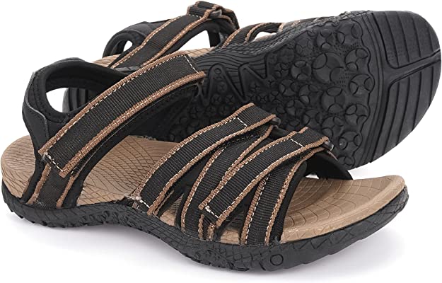 Photo 1 of WHITIN Women’s Hiking Sandals with Arch Support | Adjustable Hook and Loop Straps | Durable Sport Sandals for Outdoor Adventure size 36
