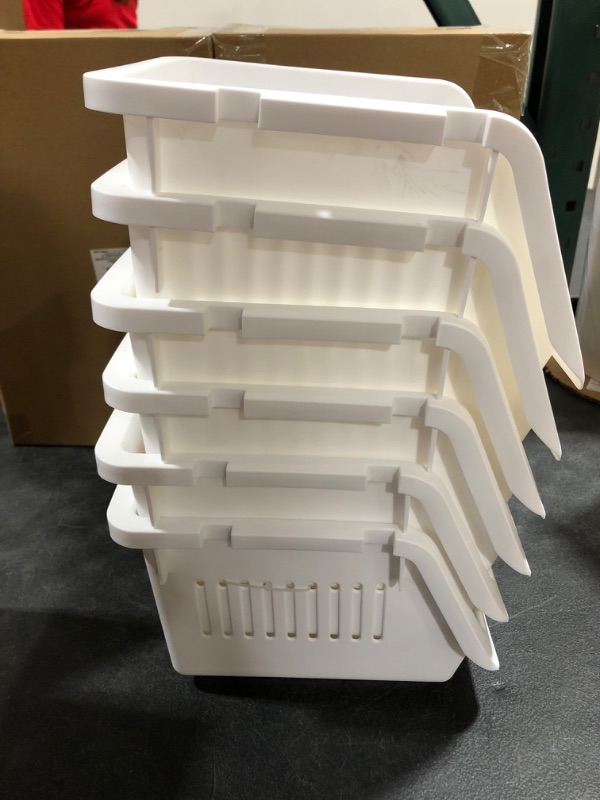 Photo 1 of 6ct Plastic Stackable Storage Bin White - Bullseye's Playground™

