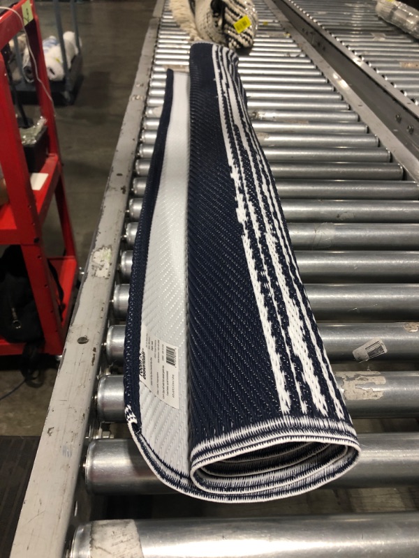 Photo 2 of 4' X 6' Outdoor Rug Dark Navy Stripe - Room Essentials™
