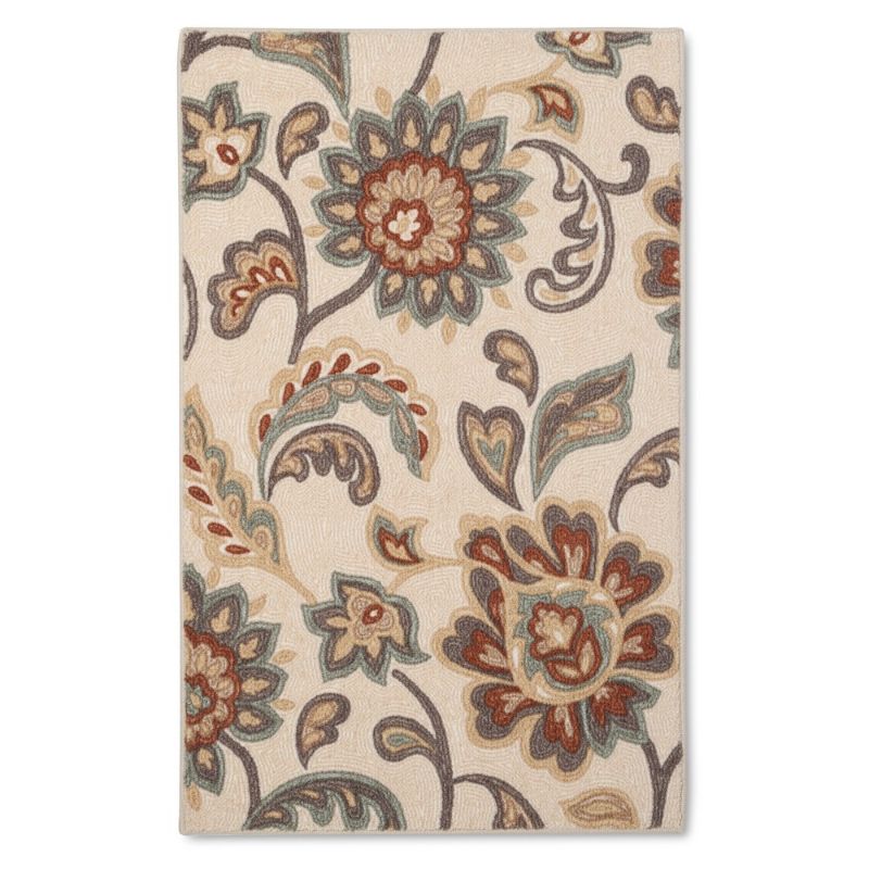 Photo 1 of 2'6"x3'10" Paisley Floral Accent Rug Tan - Maples
