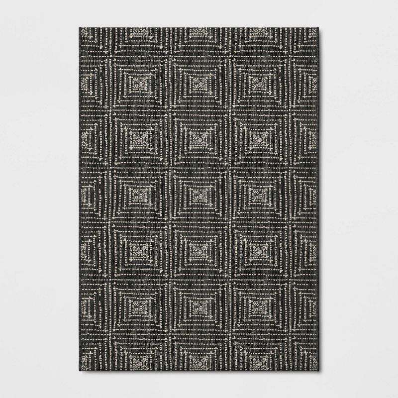 Photo 1 of 7' X 10' Diamond Pixel Outdoor Rug Black - Project 62™
