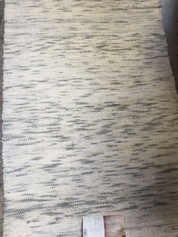 Photo 3 of 2'4"x7' Striped Metallic Woven Accent Rug Gray - Project 62™
