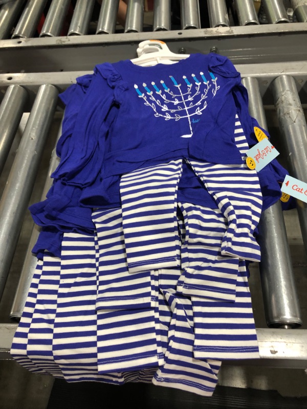 Photo 3 of **ASSORTED SIZES, PACK OF 6** Toddler Girls' Menorah Long Sleeve Top & Striped Leggings Set - Cat & Jack™
