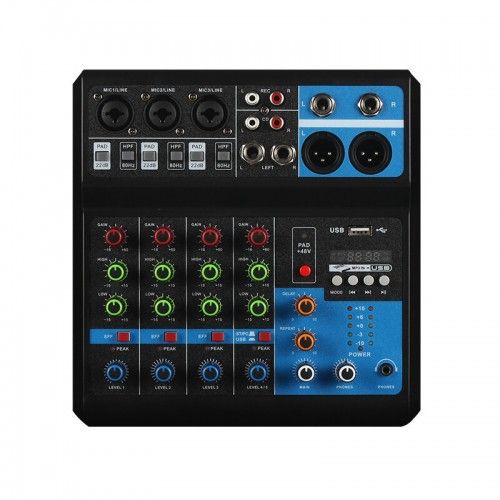 Photo 1 of F-5A 5 CHANNEL MIXER BLUETOOTH SOUND CARD STEREO INPUT OUTPUT RECORD BLUETOOTH USB DJ MIXER FOR HEADPHONE SPEAKER COMPUTER
