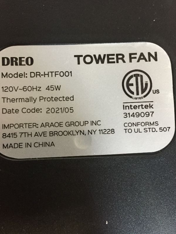 Photo 5 of 
Dreo Cruiser Pro T1 Tower Fan, 42 Inch Quiet Oscillating Bladeless Fan with Remote, 6 Speeds, 3 Modes, LED Display, 12H Timer, Black Floor Standing Fan Powerful for Indoor Home Bedroom Office Room

