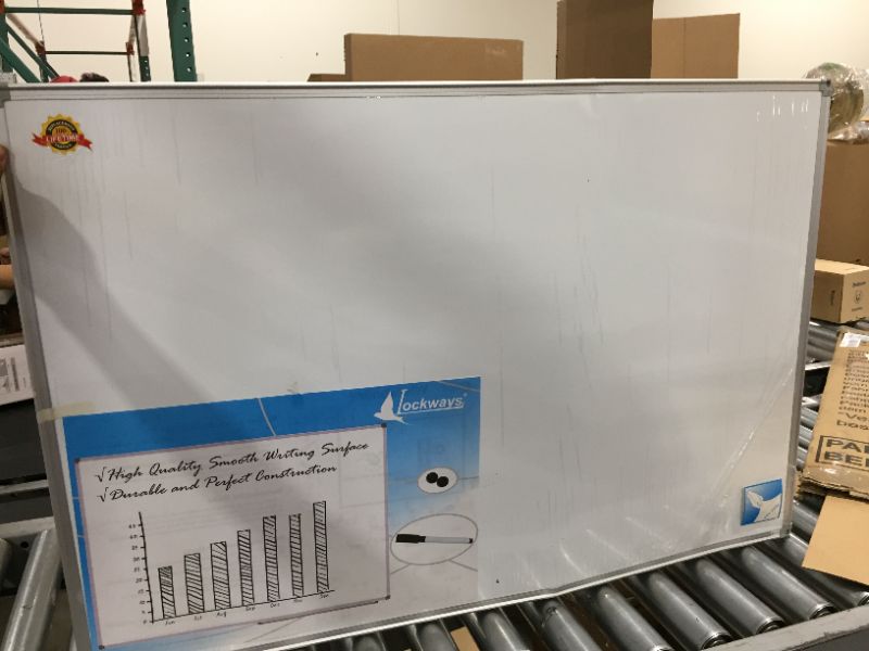 Photo 2 of Lockways White Board Dry Erase Board 48 x 36 Inch, Magnetic Whiteboard 4 x 3, Silver Aluminium Frame, Set Including 1 Detachable Aluminum Marker Tray, 3 Dry Erase Markers, 8 Magnets
