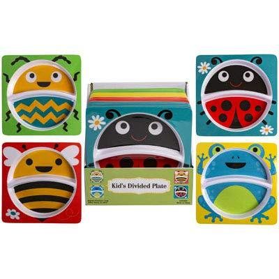 Photo 1 of Kids Divided Plates 4 Cute Designs, Lady Bug, Bumble Bee, Happy Bug and a Happy Frog Colorful and Fun
