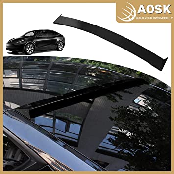 Photo 1 of AOSKonology for Tesla Model Y Rear Spoiler Wings ABS for 2020-2021 Tesla Model Y Rear Trunk Spoiler Lip Tail Wing Rear Trunk Lid (Roof Spoiler, Matt Black)
