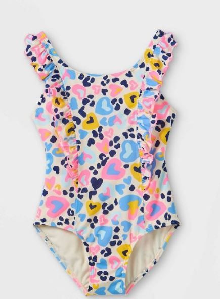 Photo 1 of Girls' Leopard Print Ruffled One Piece Swimsuit - Cat & Jack™

