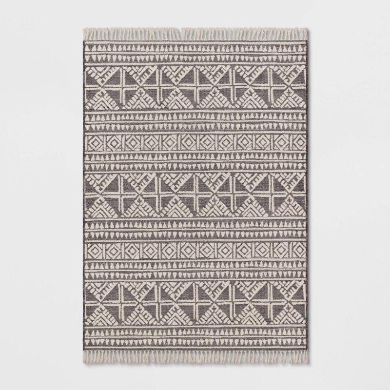 Photo 1 of 5' X 7' Tasseled Outdoor Rug Charcoal - Opalhouse™
FADED