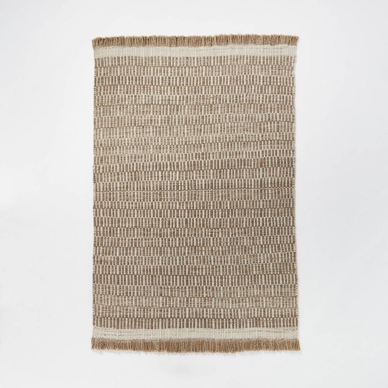 Photo 1 of 7'x10' Park City Handloom Broken Striped Rug Beige - Threshold™ Designed with Studio McGee
