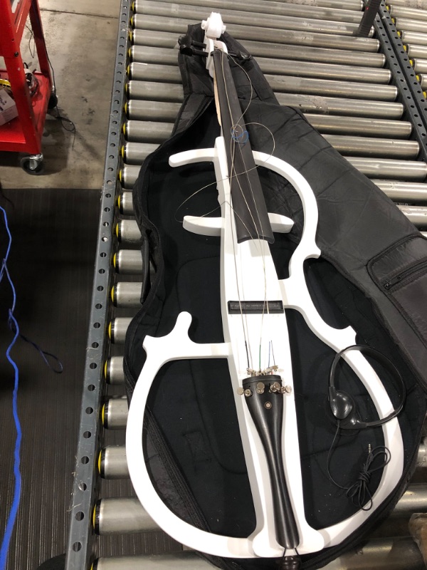 Photo 2 of Cecilio CECO-2WH Ebony Electric Silent Pearl White Cello in Style 2, Size 4/4 (Full Size)
