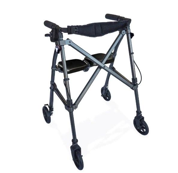 Photo 1 of 4-Wheel Space Saver Folding Travel Walking Aid Walker Rollator in Black Walnut