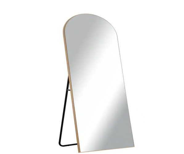 Photo 1 of 64 in. x 21 in. Modern Arched Shape Framed Gold Full-Length Floor Standing Mirror