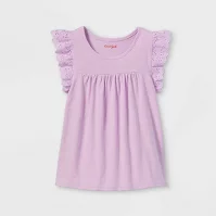 Photo 1 of Girls' Slub-Knit Eyelet T-Shirt - Cat & Jack™ 2 PACK SIZE S 6/6X 2 PACK 