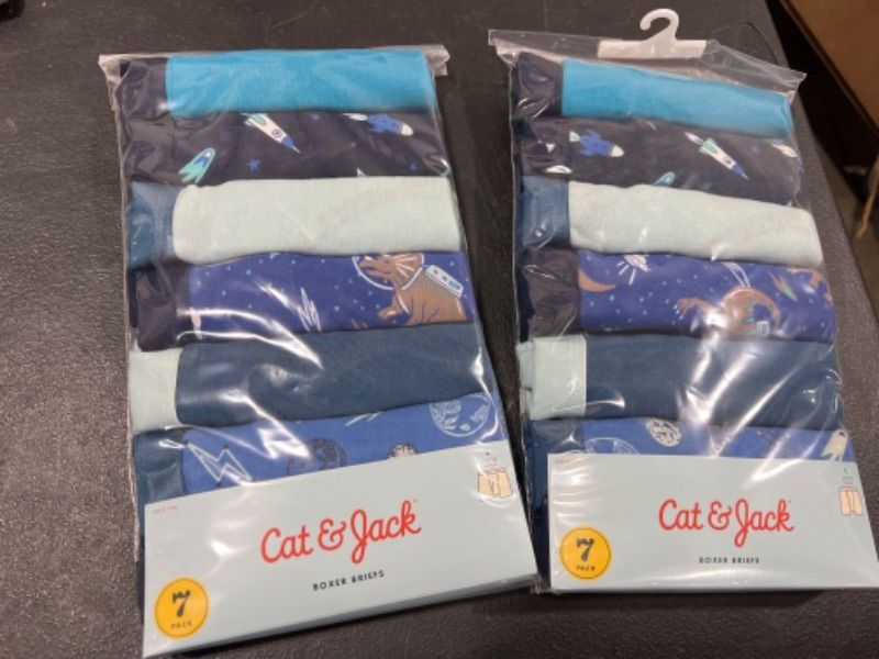 Photo 1 of 2 PACK Boy S Space/Solids 7 Pack Boxer Briefs - Large 12/14