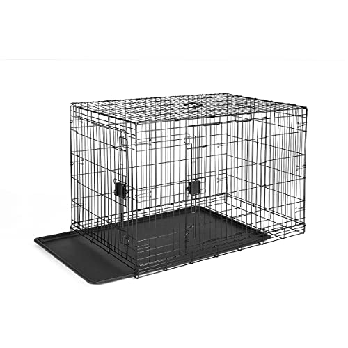 Photo 1 of Amazon Basics Foldable Metal Wire Dog Crate with Tray, Double Door, 48 Inch