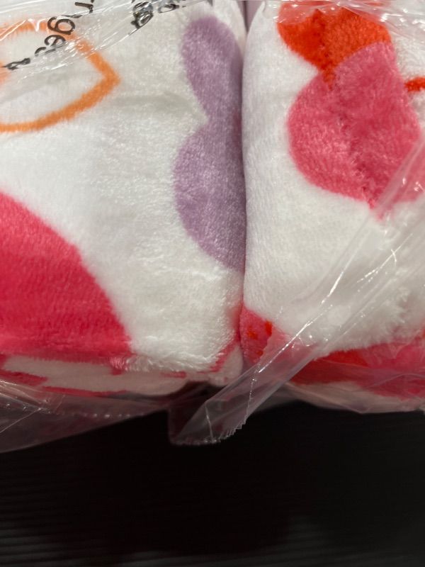 Photo 1 of Oversized Hearts Plush Valentine's Day Throw Blanket White/Red 2 PCK 