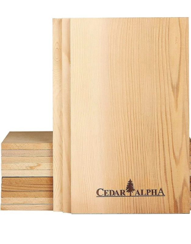 Photo 1 of 13 Pk Premium Alaskan Western Red Cedar Planks for Grilling Salmon, Old Growth Alaskan Solid Cedar, 9''x 5.5'', More Cooking Surfaces, More Smoky Flavor to Fish,Seafood,Chicken,Veggies