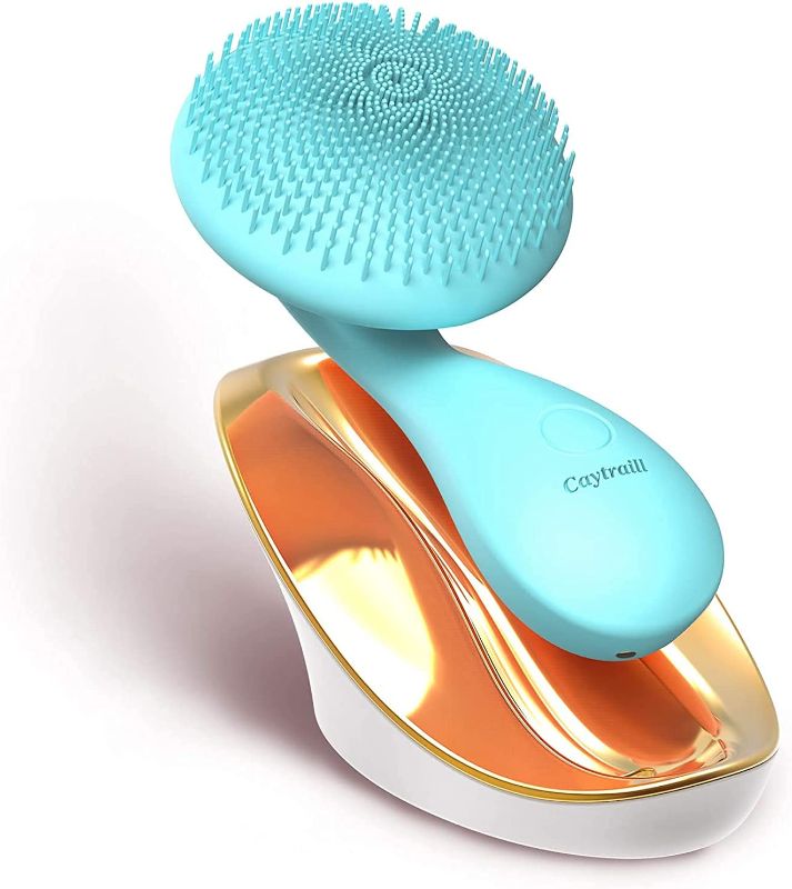 Photo 1 of Caytraill Facial Cleansing Brush- Face Brush – 4 Function Modes – Rotating Magnetic Beads – Waterproof & Rechargeable – Portable & Ergonomic Handle – Skin Rejuvenation&Cleansing&Massage (Cyan)
