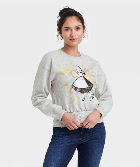 Photo 1 of 2 OF THE Women's Disney Alice and Wonderland Graphic Sweatshirt - Heather Gray L
