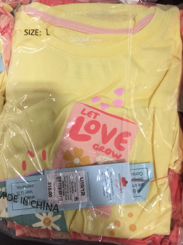 Photo 2 of Girls' 3pc Flower Seed Pajama Set - Cat & Jack™ Large