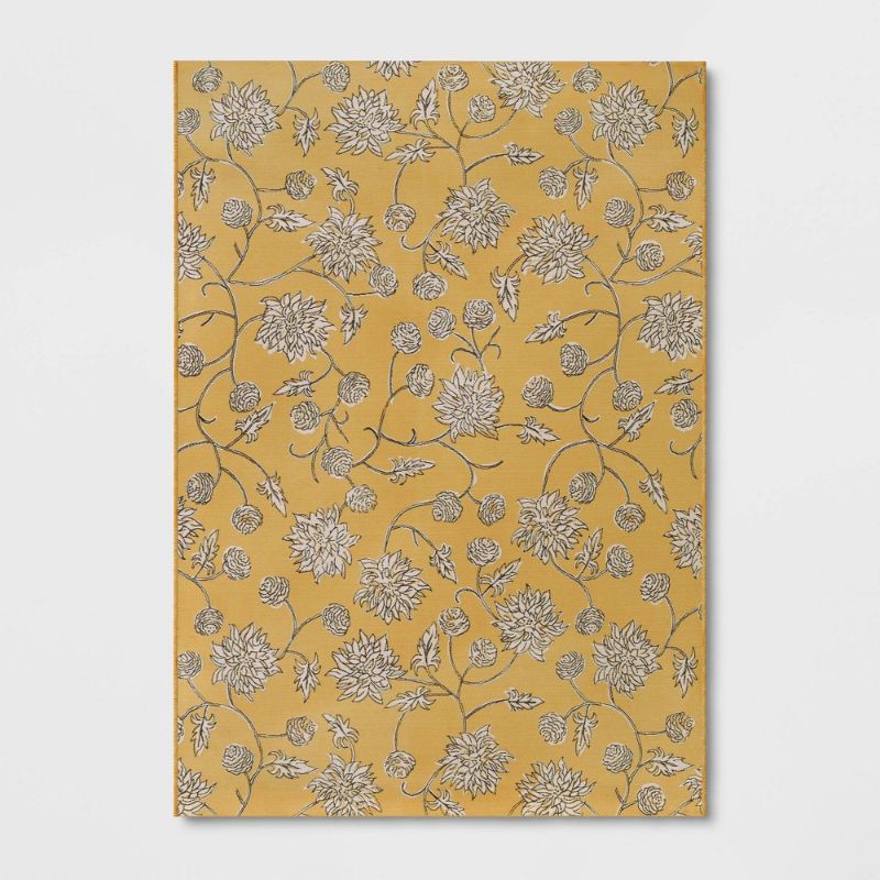 Photo 1 of 7' X 10' Dahlia Vine Outdoor Rug Yellow - Threshold™
