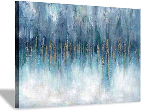 Photo 1 of Abstract Art Canvas Painting Picture: Large Artwork Picture with Hand Painted Gold Foils Textured Wall Art for Walls (45'' x 30'' x 1 Panel)
