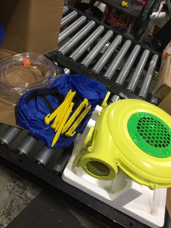 Photo 1 of JOYLDIAS Inflatable Water Slide Bounce House, Jumper Slide Playhouse with Water Gun & Splash Pool, Bouncer, Basketball Hoop, 450W Air Blower, Carry Bag, Indoor/Outdoor Use