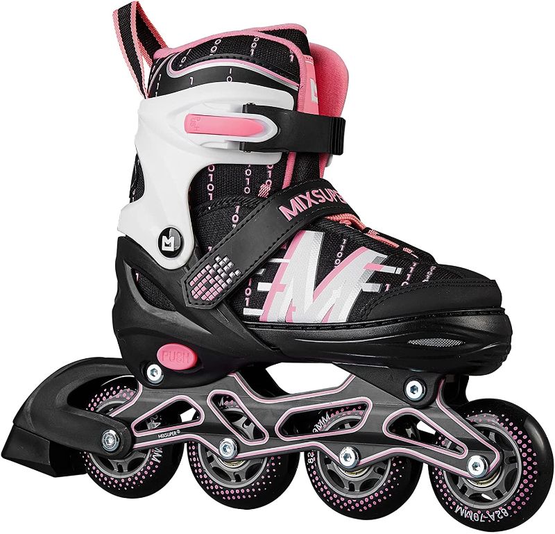 Photo 1 of Mixsuper Roller Skates Outdoor Inline Skates with 4 Adjustable Sizes, Safe and Durable Roller Blades for Boys, Girls, Kids, and Adults Beginners, M(3-6 US)Big kid

