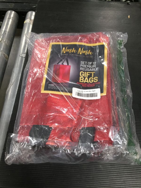 Photo 1 of 12 Red Gift Bags Set, Non-Woven Reusable Shiny Gift Bags with Glossy Red Finish - Ideal As Birthday Bag, Favor Bags, Goodie Bags for Wedding, Birthday Party -13x5x11 Medium-Large Size
