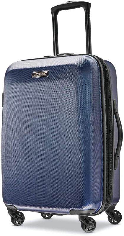 Photo 1 of American Tourister Moonlight Hardside Expandable Luggage with Spinner Wheels, Navy, Carry-on 21-Inch
