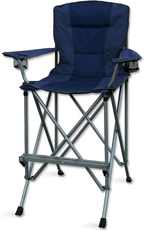 Photo 1 of RMS Outdoors Extra Tall Folding Chair - Bar Height Director Chair for Camping, Home Patio and Sports - Portable and Collapsible with Footrest and Carr
