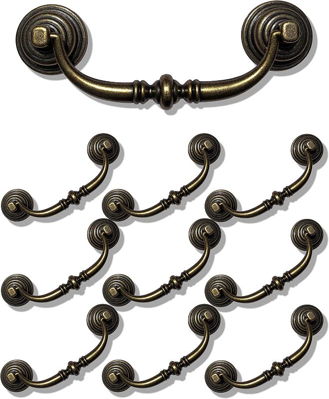 Photo 1 of 6 Pack MOOD.SC 4.25"Hole Center Shabby Chic Drawer Pulls Handles Antique Bronze Kitchen Cabinet Drop Bail Pulls Handles (108mm/Antique Brozne)
