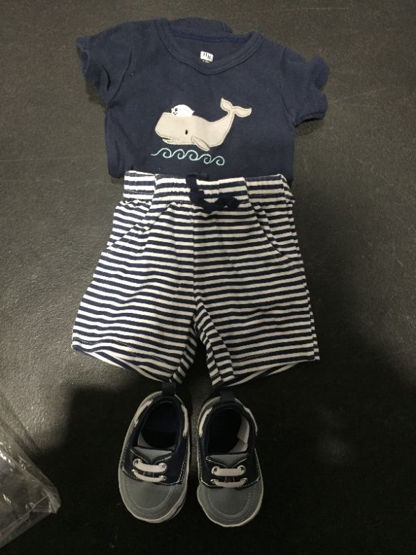 Photo 1 of 3-6M BABY OUTFIT - NAVY BLUE W/ WHALE