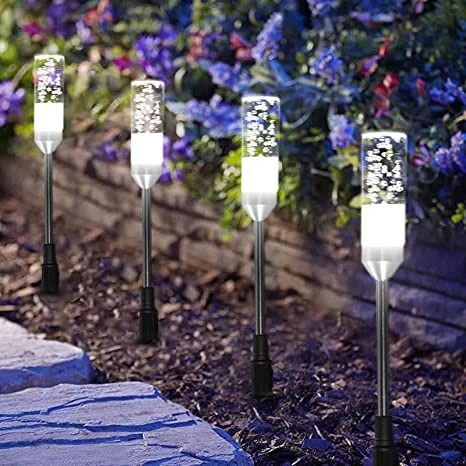 Photo 1 of B-right LED Pathway Lights Outdoor, 6 Pcs 4.8W Garden Lights AC Plug 12V Low Voltage Landscape Lighting 570 Lumens Extendable IP65 Waterproof Path Lights for Patio Yard Walkway, Cool White, 6000K
