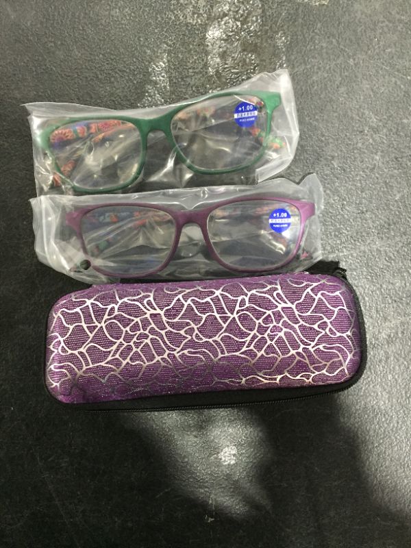 Photo 1 of 2 PACK BLUE LIGHT READING GLASSES W/ CASE