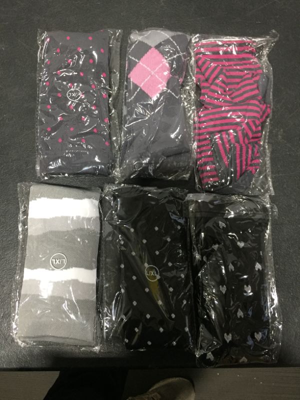 Photo 1 of 6 PACK OF PATTERNED COMPRESSSION SOCKS - L/XL