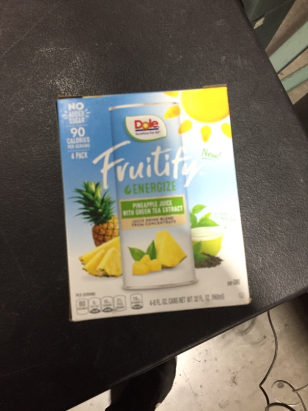 Photo 2 of Dole Fruitify Energize, Pineapple Juice & Green Tea Extract, 8 Fl Oz (Pack of 4), 4 Total Cans
