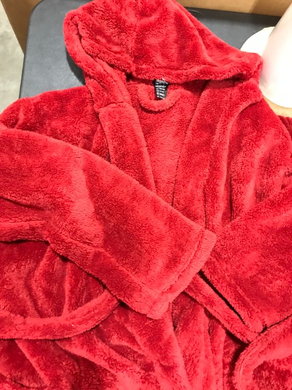 Photo 2 of [Size Small/Medium B&T] Ross Michaels Mens Robe Big & Tall with Hood - Long Plush [Red]