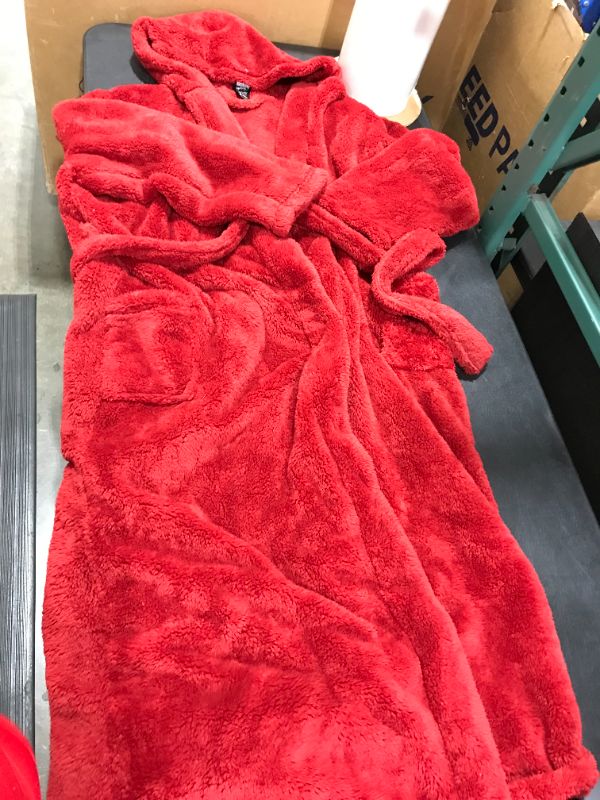 Photo 3 of [Size Small/Medium B&T] Ross Michaels Mens Robe Big & Tall with Hood - Long Plush [Red]