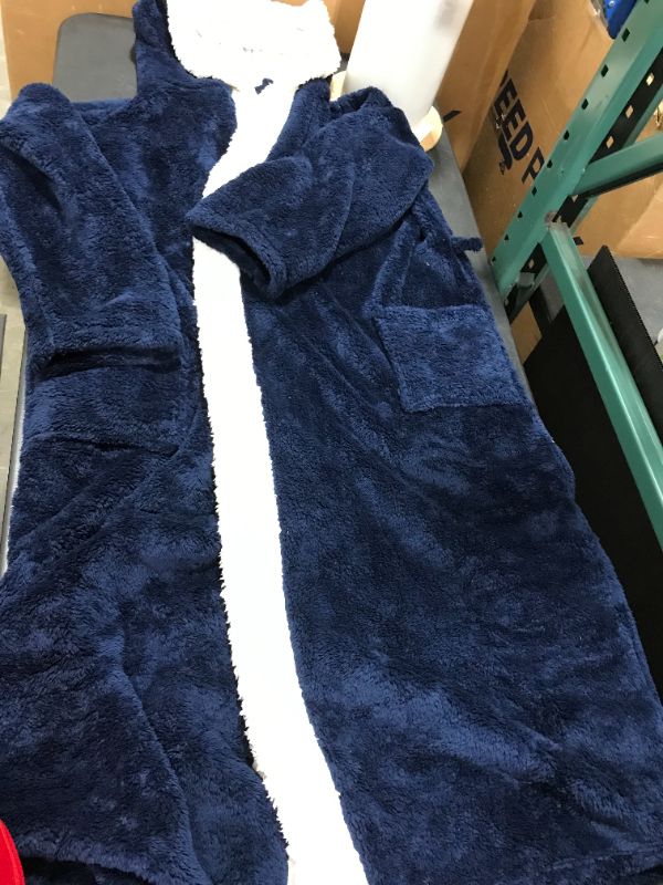 Photo 4 of [Size XXLarge] Ross Michaels Mens Robe -Plush Sherpa Lined Fleece Bathrobe with Shawl Collar Mid [Navy]