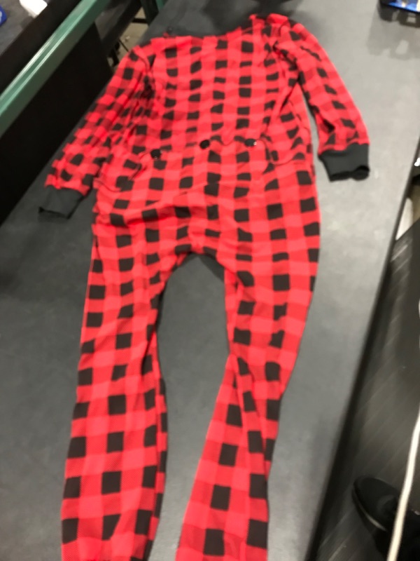 Photo 3 of [Size Medium] Silver Lilly - Slim Fit Women's Buffalo Plaid One Piece Pajama Union Suit with Butt Flap

