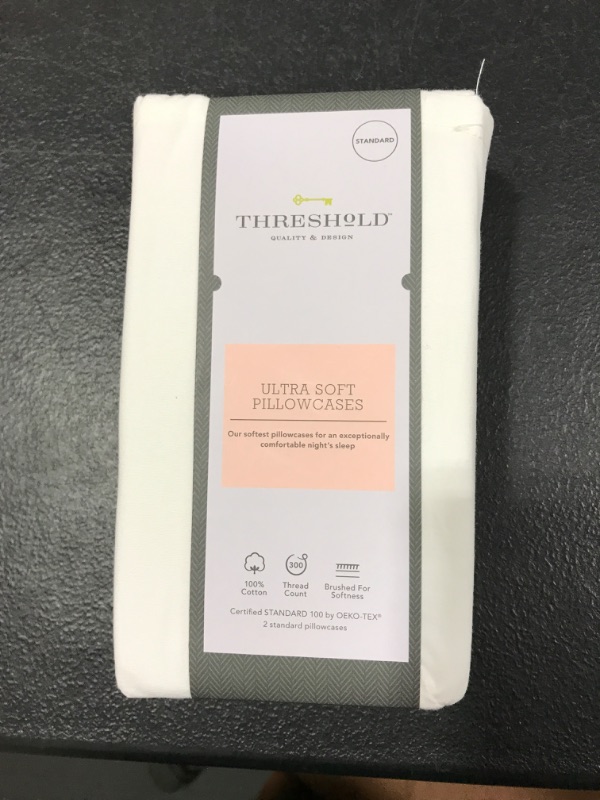 Photo 2 of 300 Thread Count Ultra Soft Pillowcase Set, White - Threshold™, Standard Size